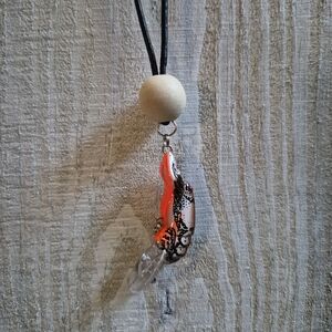 Men's Black and Orange Fishing Lure Pendant Necklace